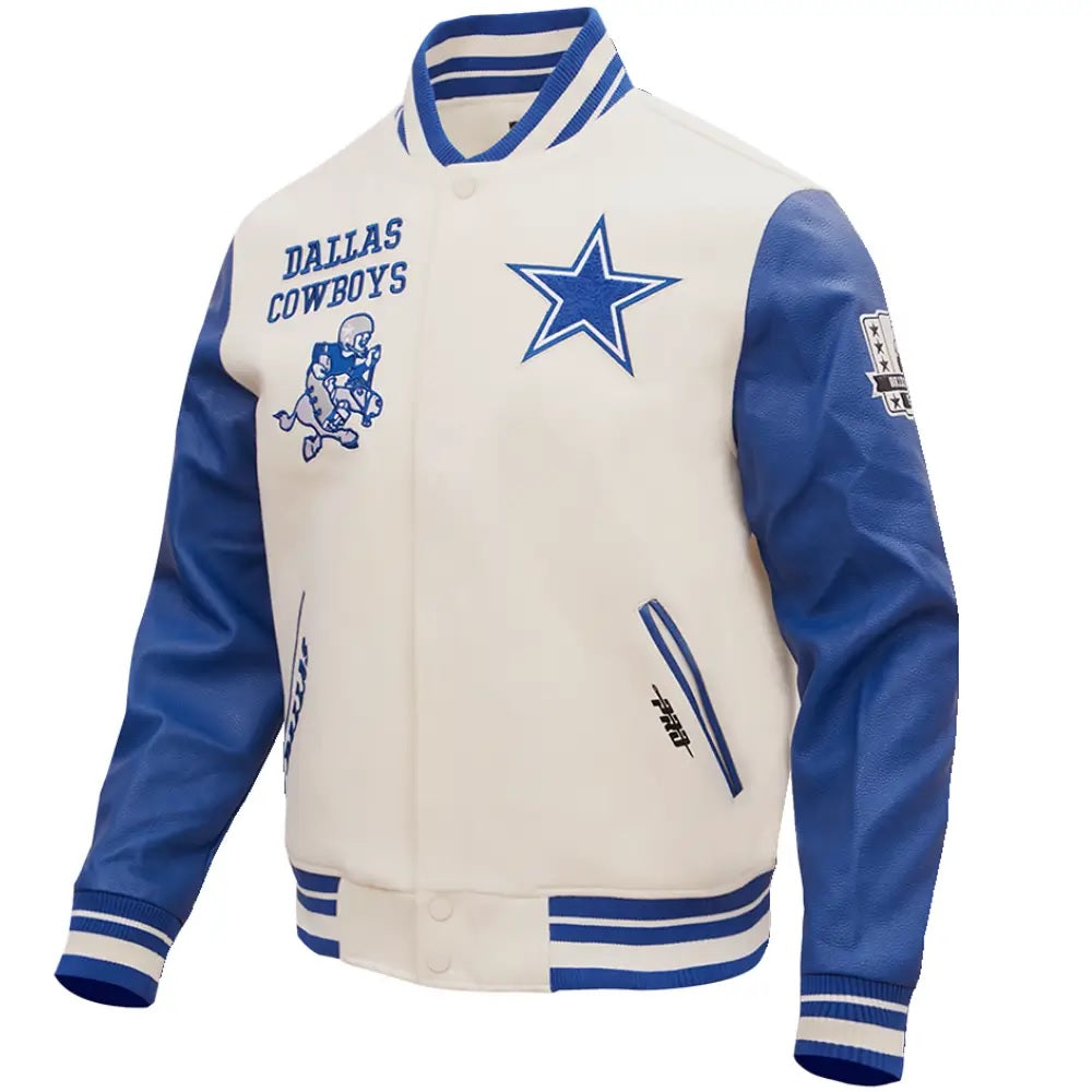 NFL Dallas Cowboys White And Blue Varsity Jacket