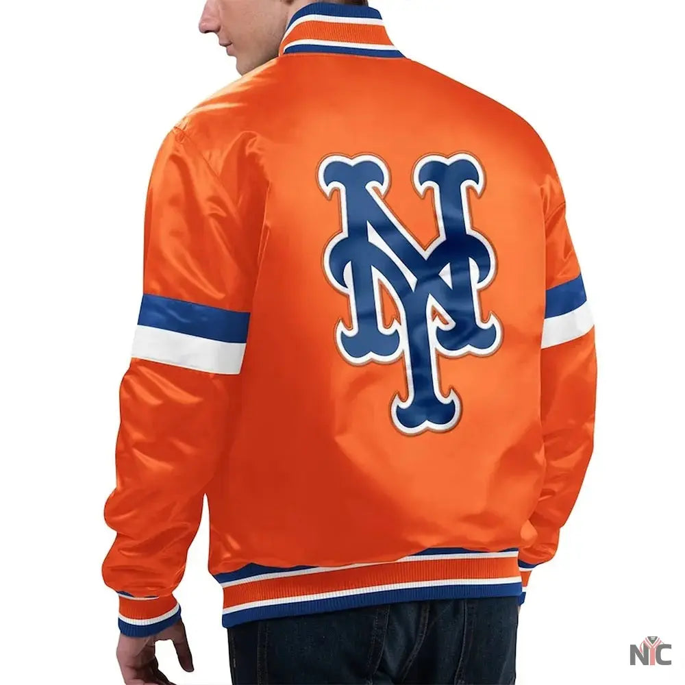 NY Mets Home Game Orange Satin Jacket