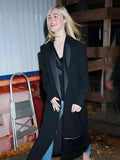 NYC Elle Fanning Black Wool Coat