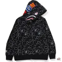Neon Camo Shark Full Zip Hoodie Mens