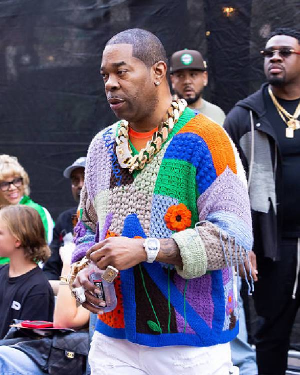 Busta Rhymes Crochet V-Neck Sweater