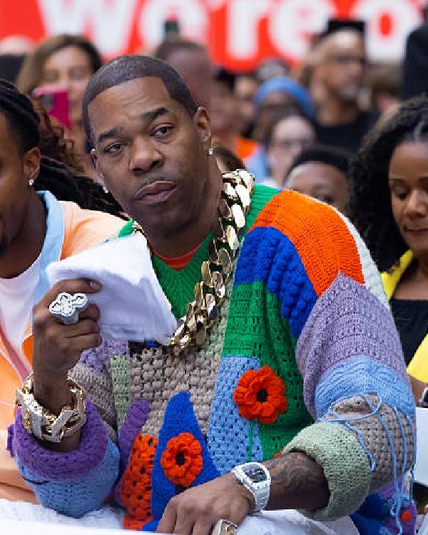Busta Rhymes Crochet V-Neck Sweater