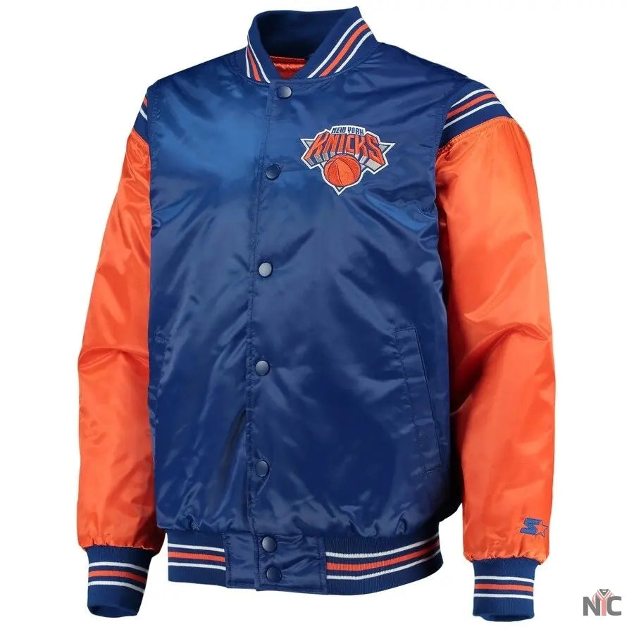 New York Knicks Enforcer Full-Snap Satin Varsity Jacket