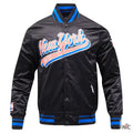 New York Knicks Script Tail Satin Varsity Jacket