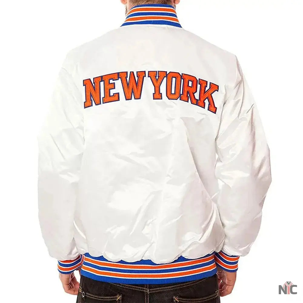 New York Knicks White Satin Jacket