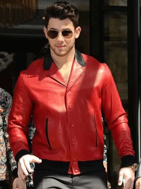 Nick Jonas Red Bomber Jacket
