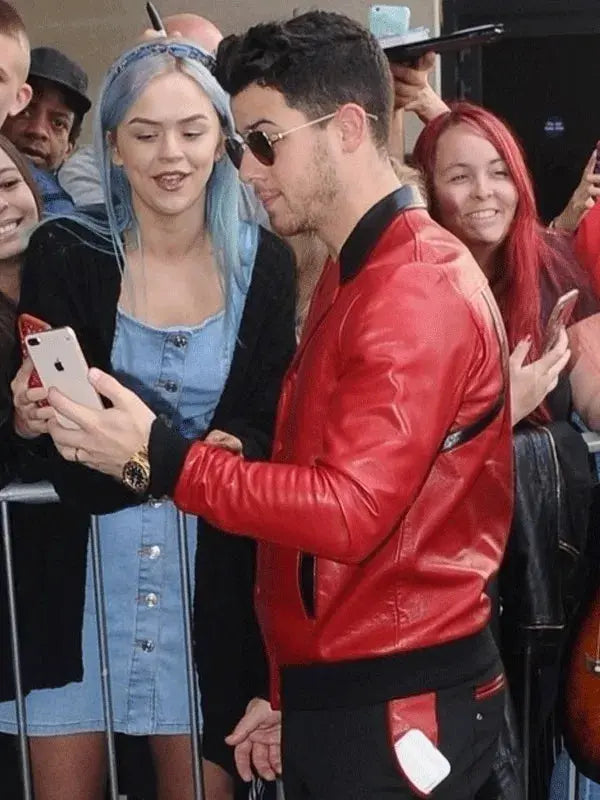 Nick Jonas Red Bomber Jacket