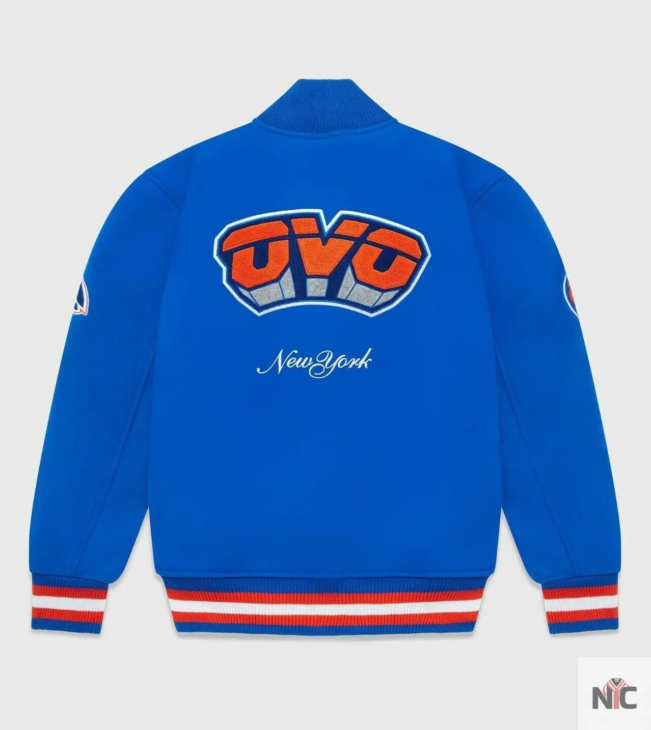 OVO x NBA New York Knicks Blue Varsity Jacket