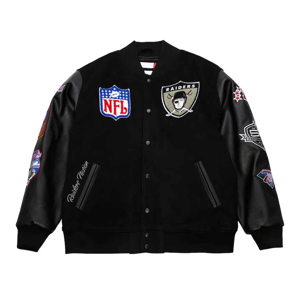 Oakland Raiders Varsity Black Wool Jacket