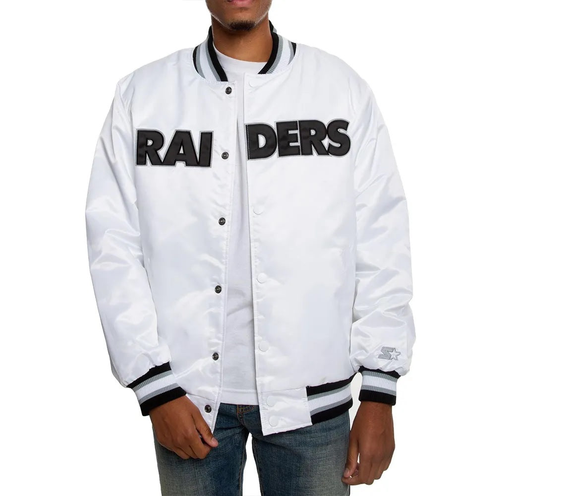 Oakland Raiders Satin Black and White Jacket