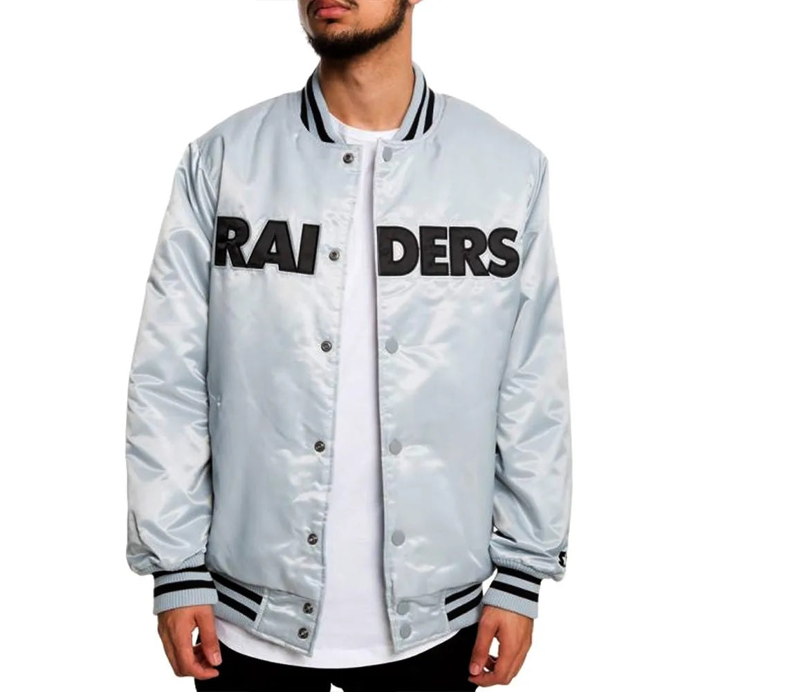 Oakland Raiders Satin Black and White Jacket