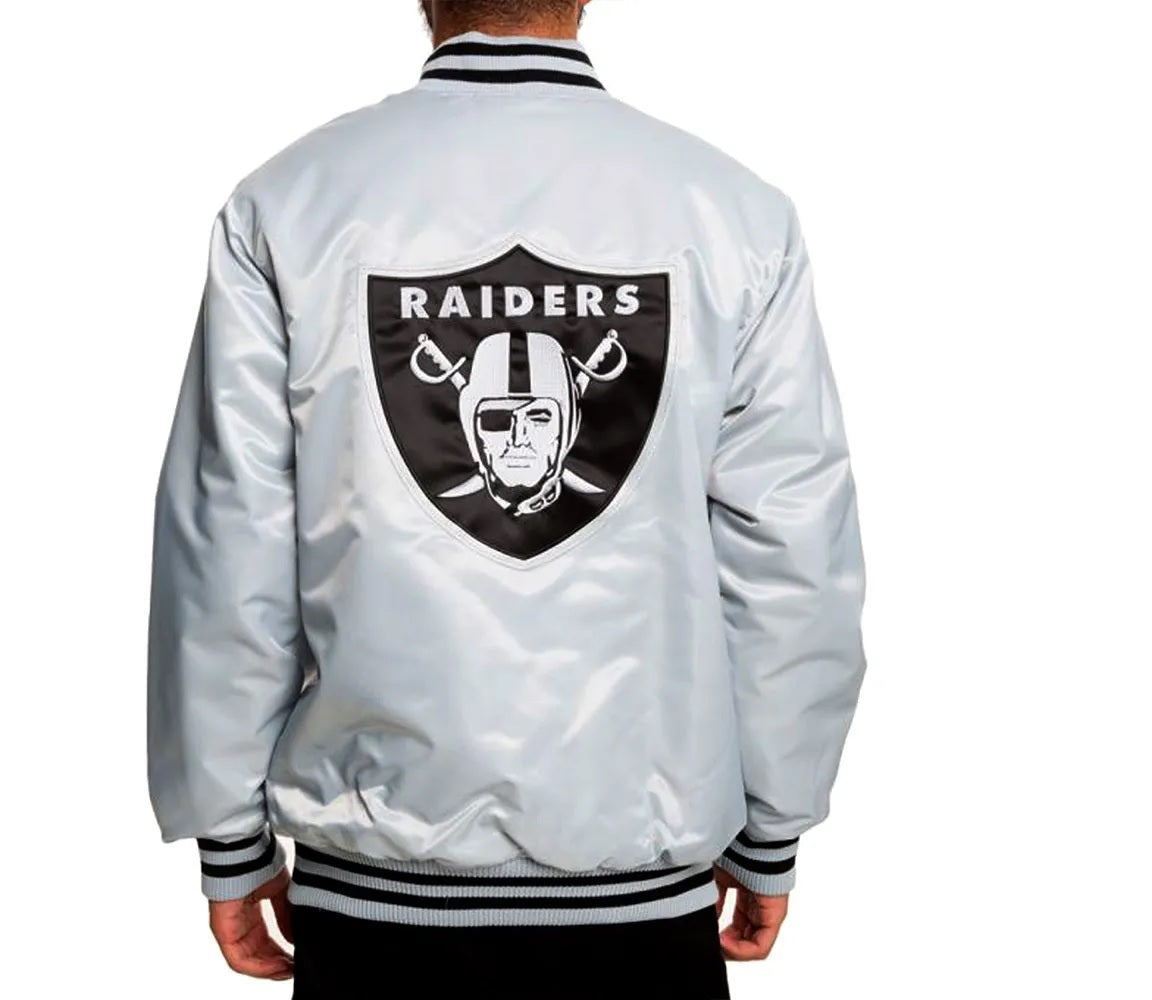 Oakland Raiders Satin Black and White Jacket