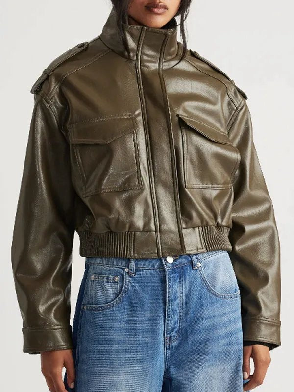 Off Campus S1 Julia Sarah Stone Green Leather Jacket
