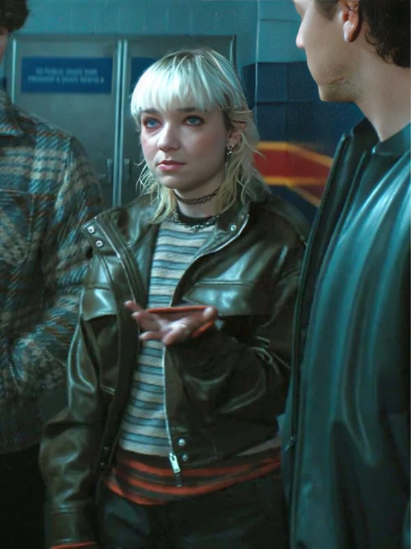 Off Campus S1 Julia Sarah Stone Green Leather Jacket