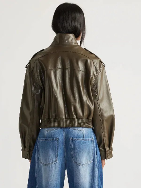 Off Campus S1 Julia Sarah Stone Green Leather Jacket