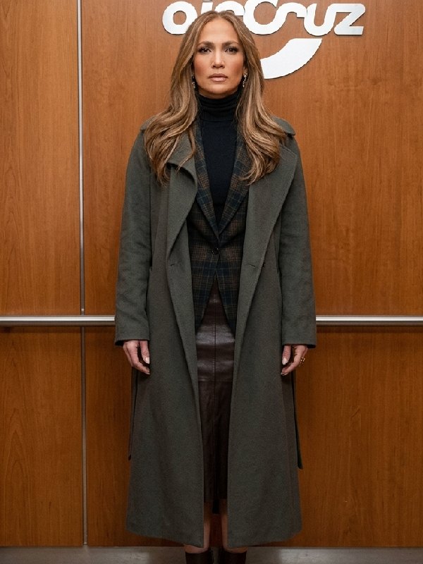 Office Romance 2026 Jennifer Lopez Black Coat