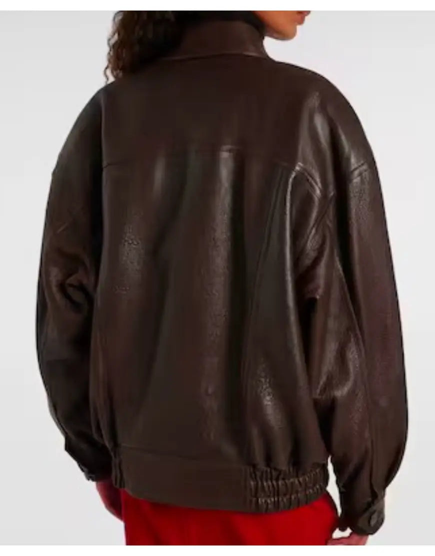 Office Romance 2026 Jennifer Lopez Brown Leather Jacket