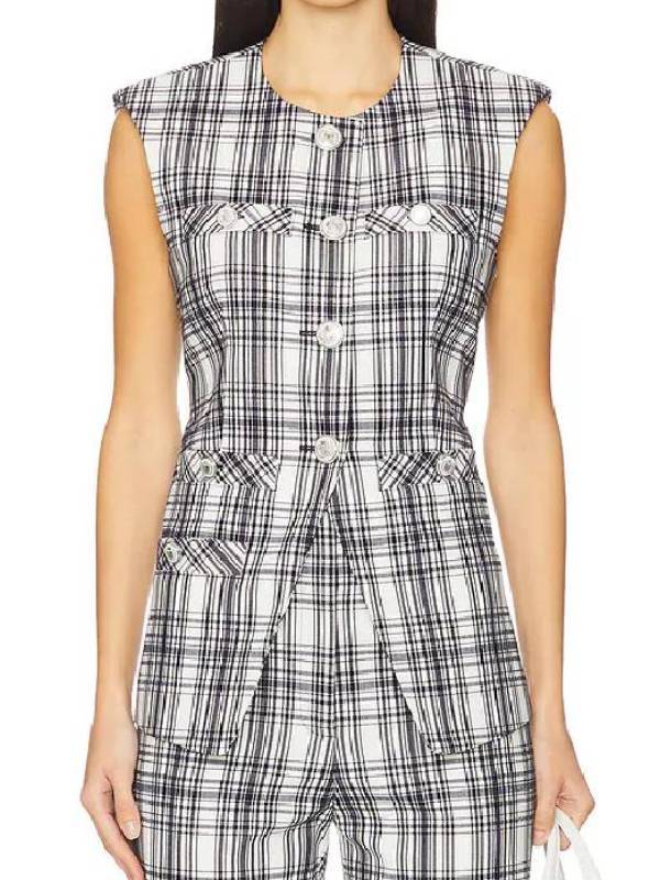 Only Murders in the Building S05 Selena Gomez Plaid Vest