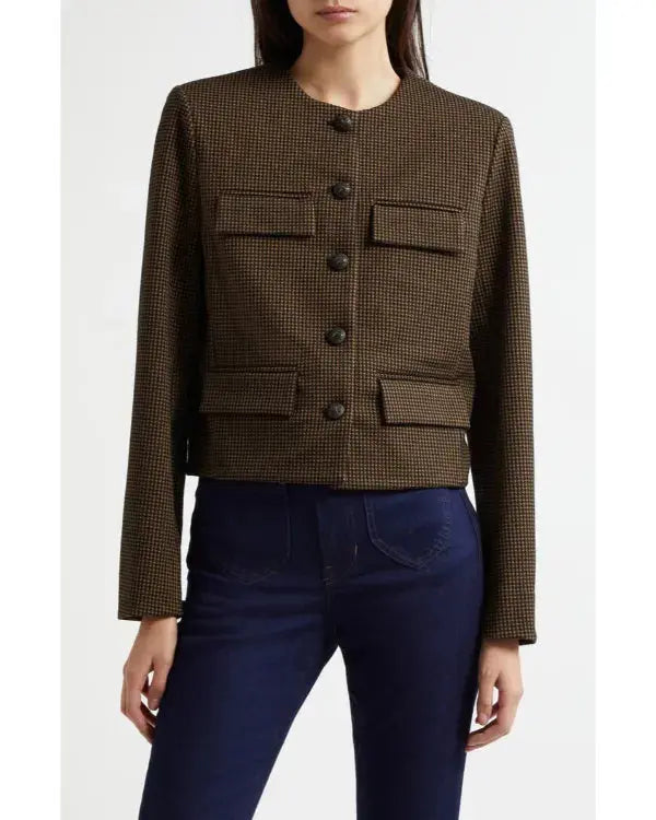 Owning Manhattan S02 Chloe Tucker Brown Checkered Jacket