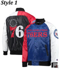 Philadelphia 76ers Red and Royal Varsity Satin Jacket