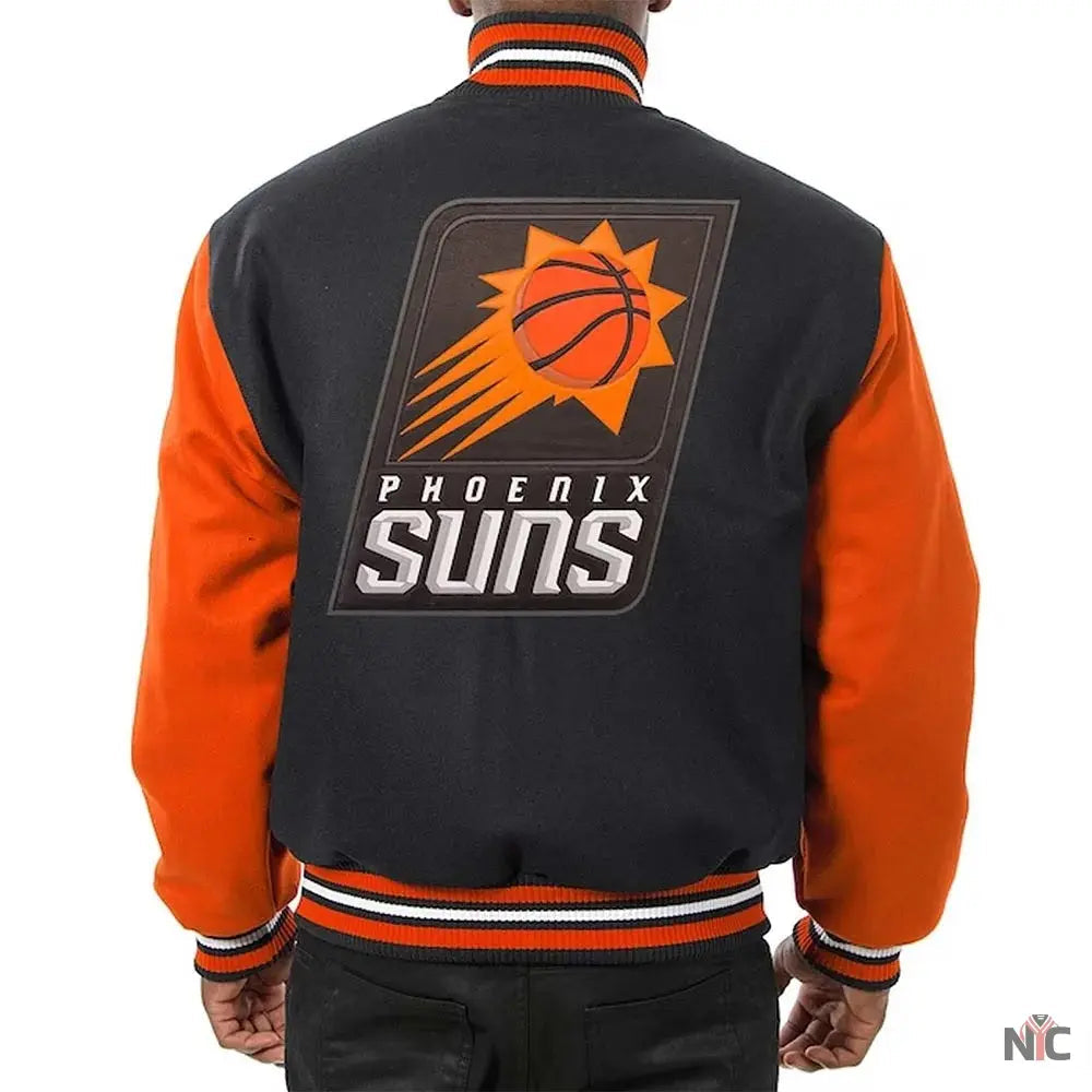 Phoenix Suns Black and Orange Wool Varsity Jacket