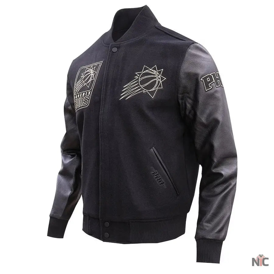 Phoenix Suns Gold Stitch Black Varsity Jacket