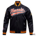 Phoenix Suns Script Tail Black Satin Varsity Jacket