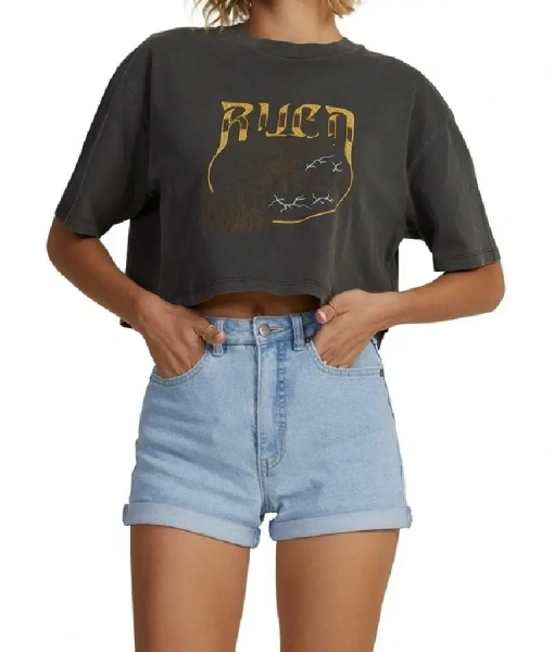 Playing Gracie Darling S01 Mina Grey Rvca Crop Tee