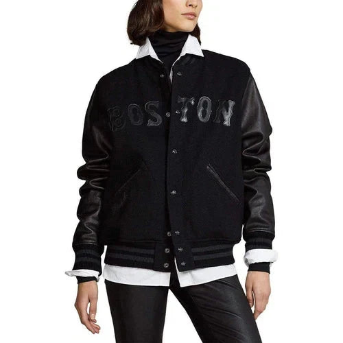Polo Ralph Lauren Boston Red Sox MLB Black Ltd Ed Leather Baseball Bomber Jacket