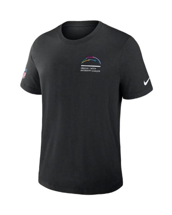 Los Angeles Chargers Black 2025 Crucial Catch Dri-Fit T-Shirt