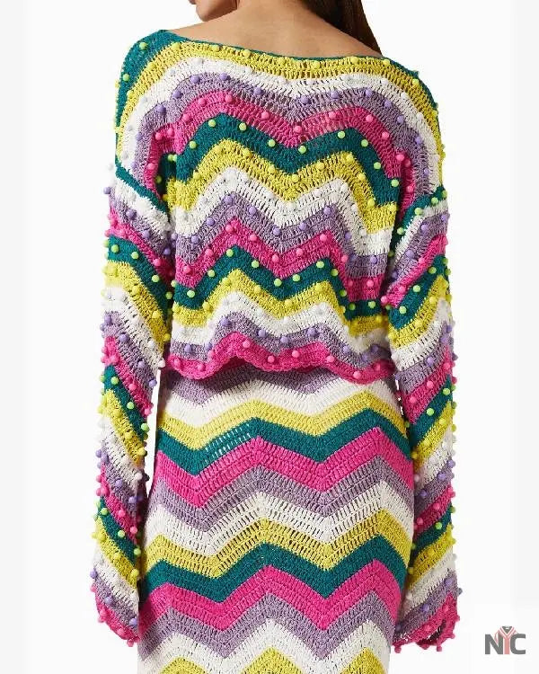 Resident Alien Jenna Lamia Studded Striped Sweater
