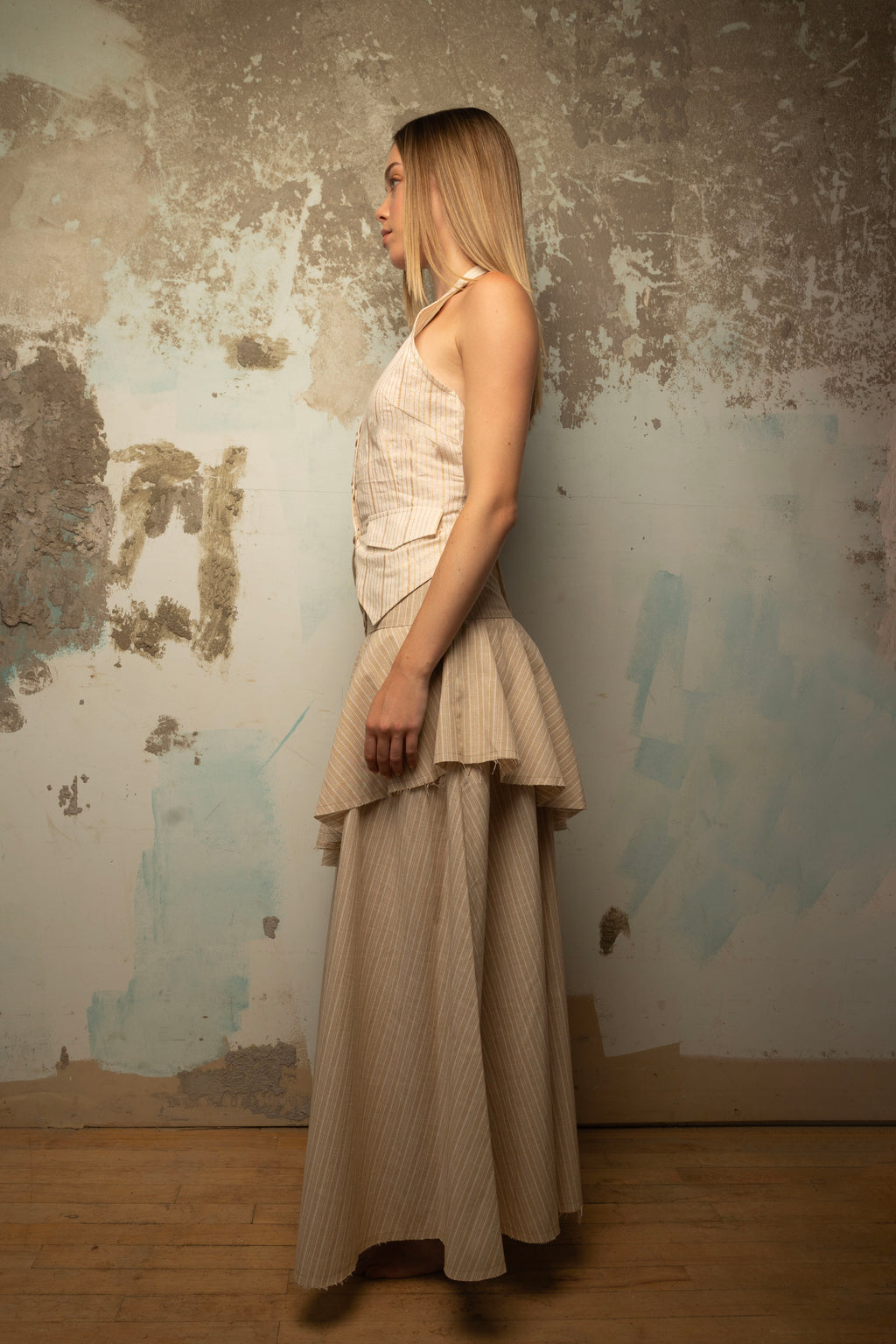 PrimaKind Asymmetrical Tiered Maxi Skirt