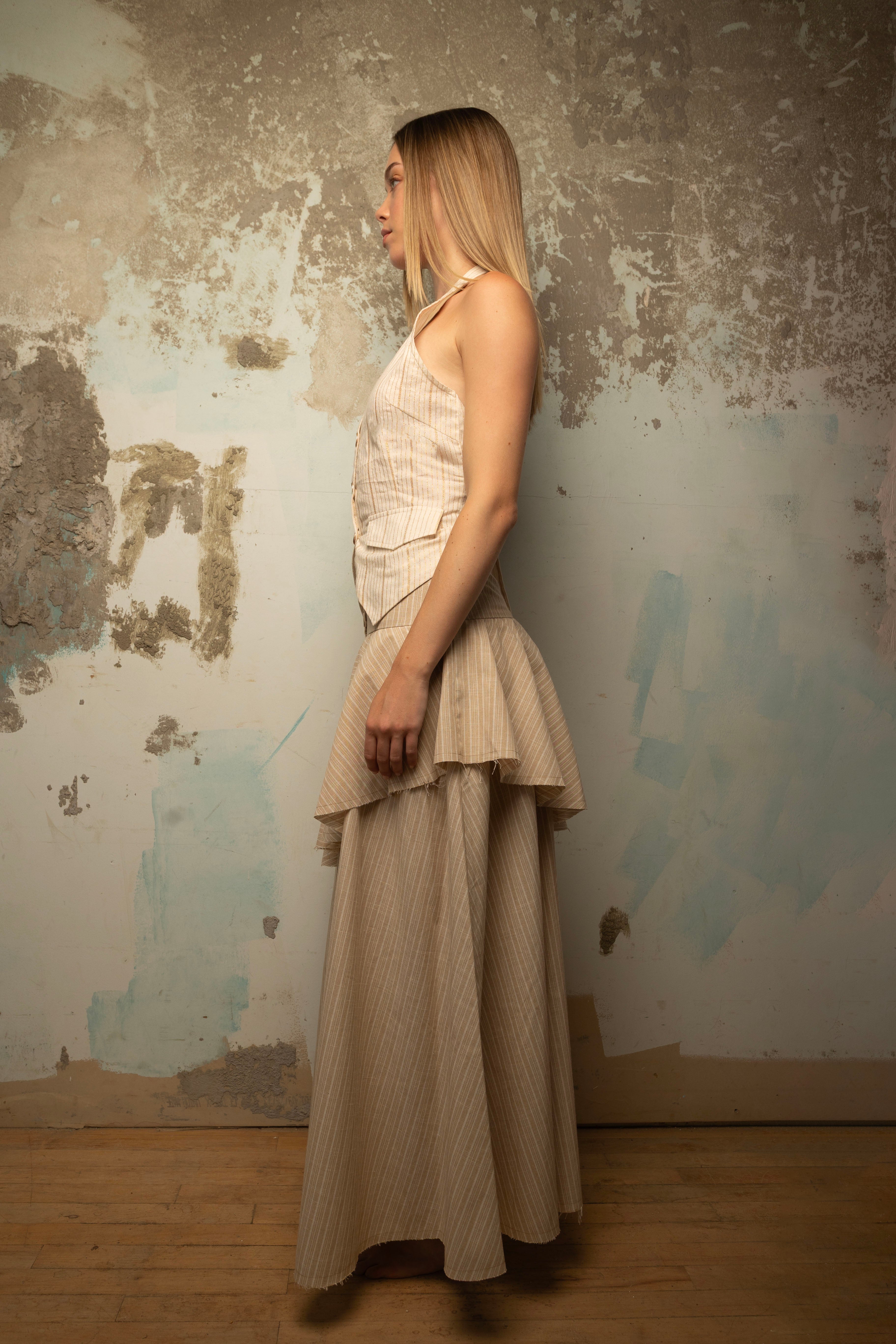 PrimaKind Asymmetrical Tiered Maxi Skirt