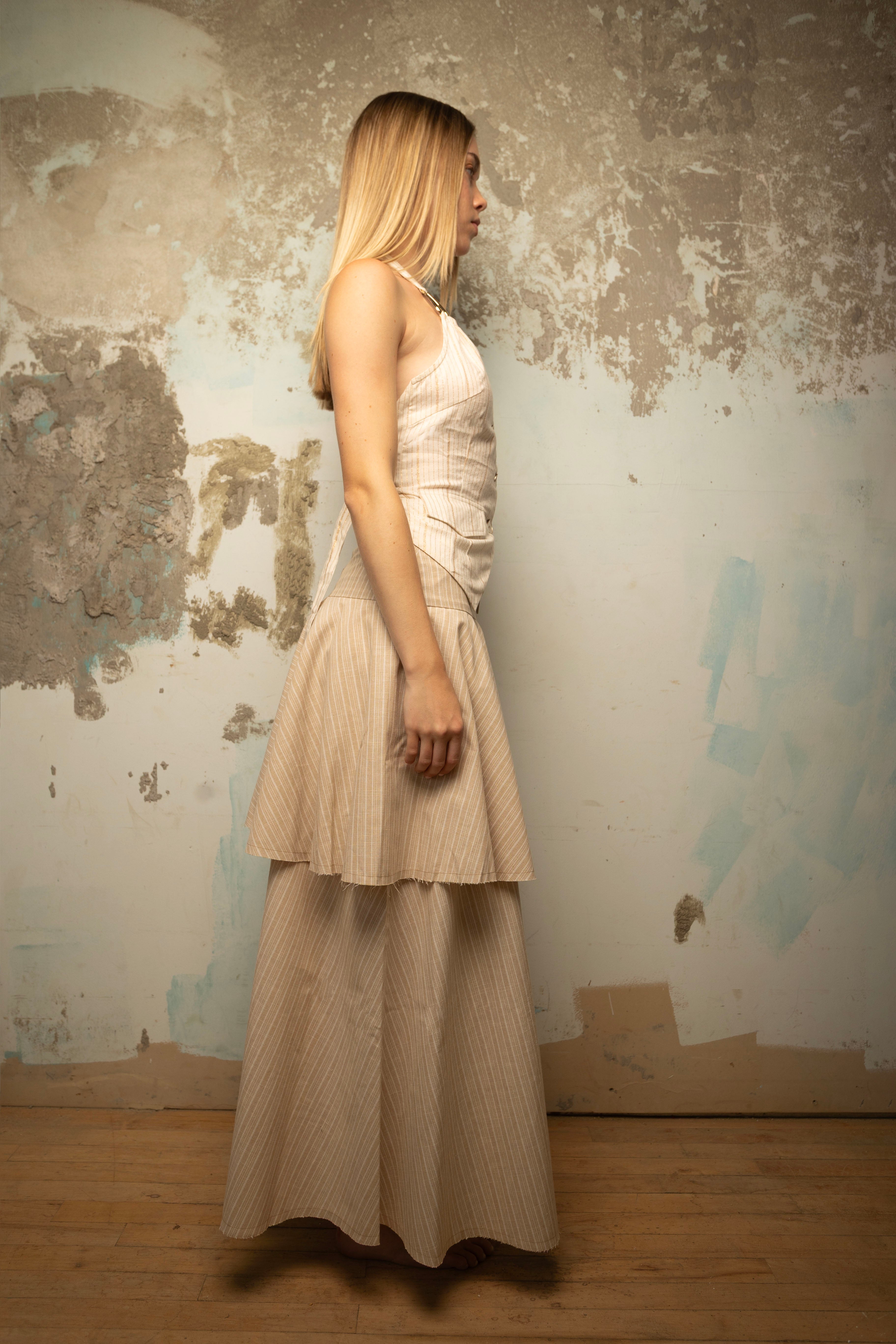 PrimaKind Asymmetrical Tiered Maxi Skirt