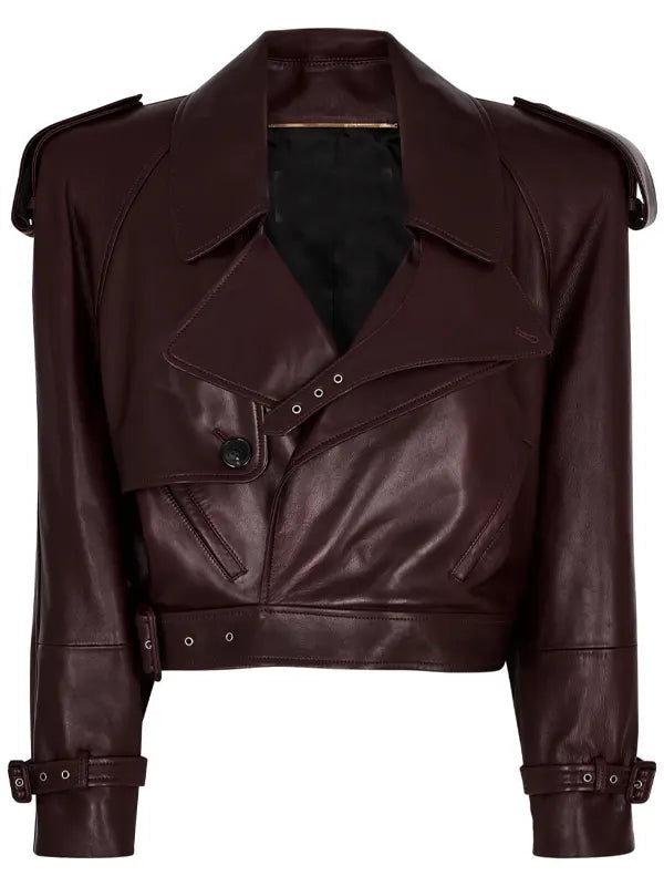 Saint Laurent Burgundy Leather Jacket