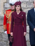 UK Trump Visit Kate Middleton Burgundy Coat