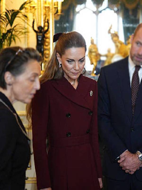 UK Trump Visit Kate Middleton Burgundy Coat