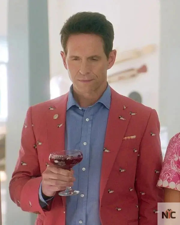 Sirens Glenn Howerton Duck Print Pink Coat
