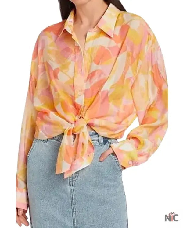Sirens S01 Milly Alcock Orange Printed Shirt