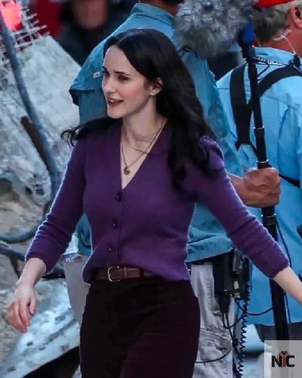 Superman 2025 Rachel Brosnahan Purple Cardigan
