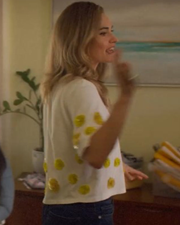 Swiped Lily James Floral White Top