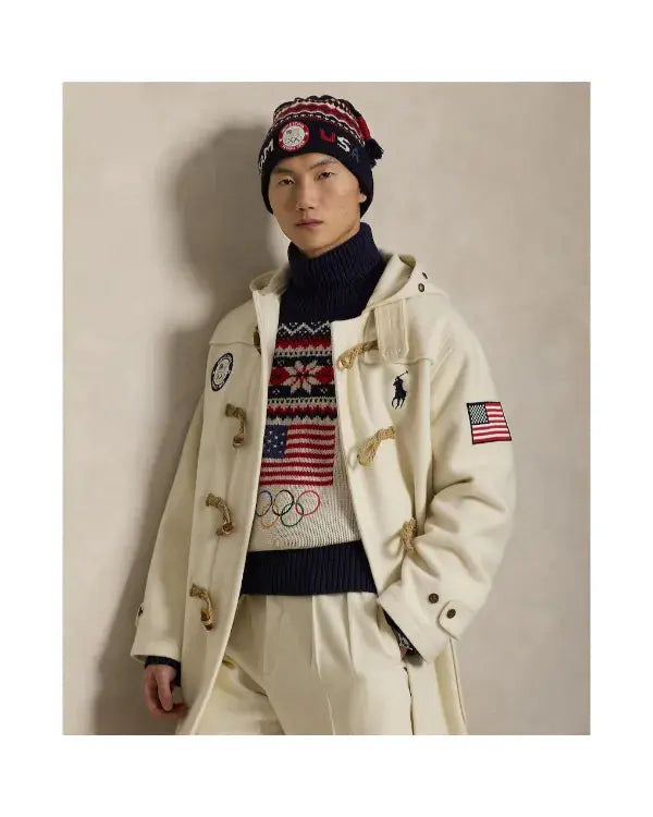 Team USA Olympics 2026 Opening Ceremony White Toggle Coat