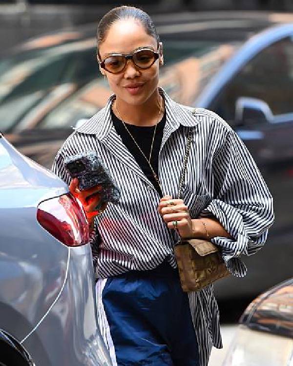 Tessa Thompson NYC Striped Shirt