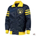 The Captain II Milwaukee Brewers Navy Satin Jacket