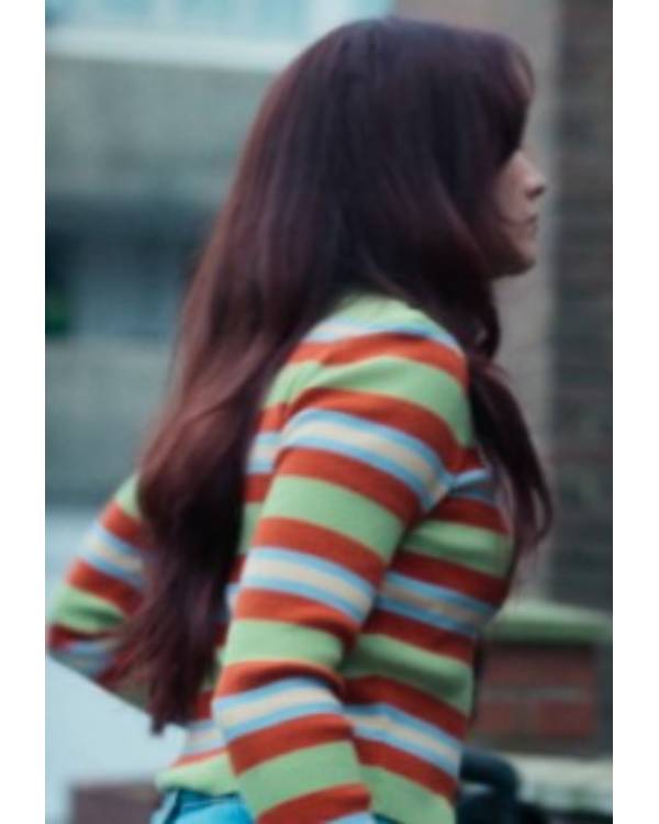 The Girlfriend Olivia Cooke Multicolor Striped Ribbed Sweater