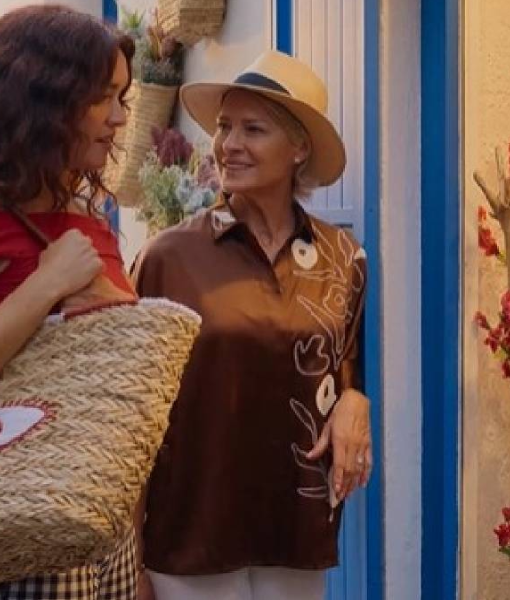 The Girlfriend Robin Wright Brown Floral Shirt