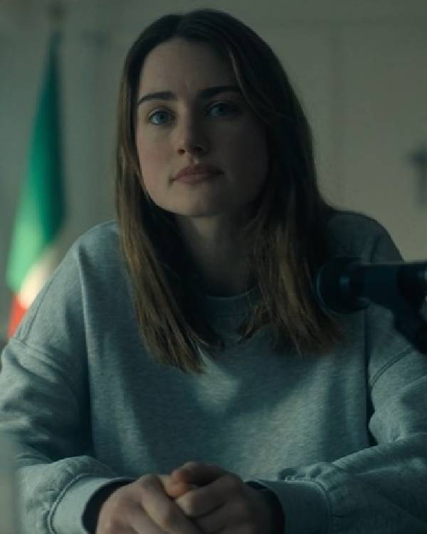 The Twisted Tale of Amanda Knox Grace Van Patten Grey Sweater