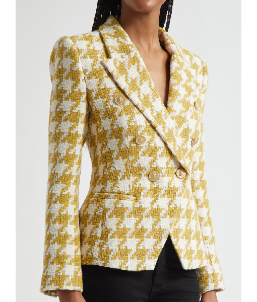 The View 2025 Ana Navarro Yellow Houndstooth Tweed Blazer