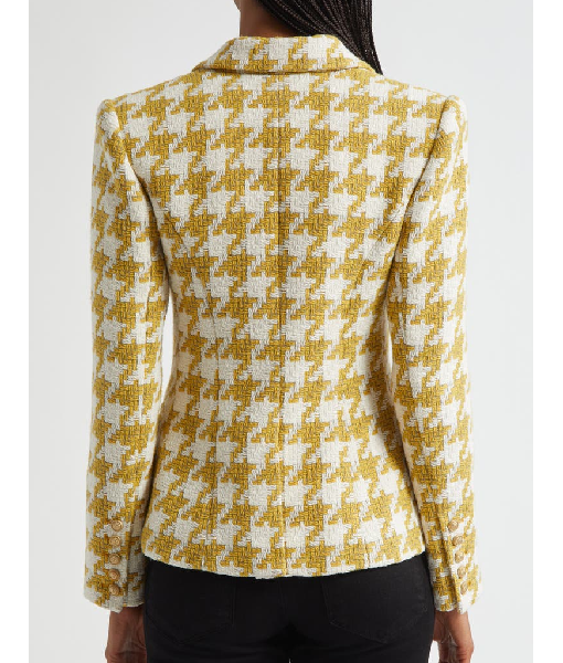 The View 2025 Ana Navarro Yellow Houndstooth Tweed Blazer
