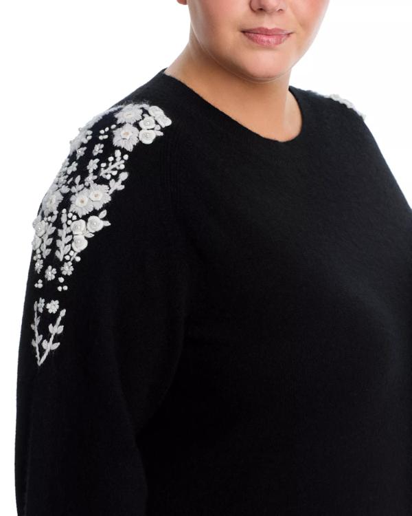 The Voice S28 Reba McEntire Black Embroidered Sweater